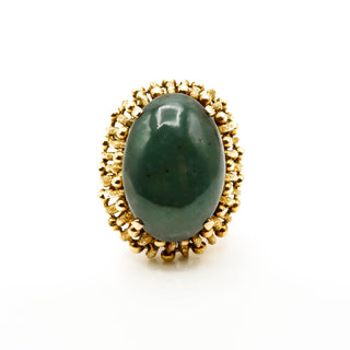 Vintage 14K/18K Yellow Gold Chrysoprase Statement Ring Size 6.5