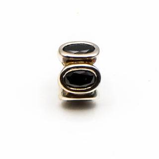 PANDORA Black Oval Lights Sterling Silver Charm With Black Zirconia