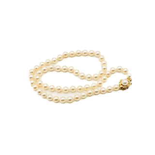 Vintage Akoya Pearl Necklace With 14K Gold Clasp