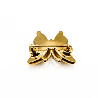 14K Yellow Gold Red Enamel Butterfly Brooch Pin