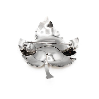 Vintage Krementz White Gold Plated Maple Leaf Brooch Pin