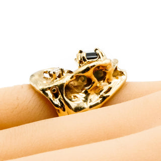Vintage 14K Yellow Gold Ametrine & Diamond Avant-Garde Statement Ring Size 5.5