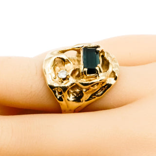 Vintage 14K Yellow Gold Ametrine & Diamond Avant-Garde Statement Ring Size 5.5