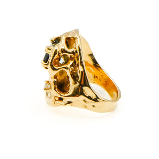Vintage 14K Yellow Gold Ametrine & Diamond Avant-Garde Statement Ring Size 5.5