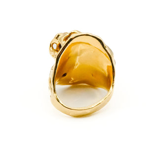Vintage 14K Yellow Gold Ametrine & Diamond Avant-Garde Statement Ring Size 5.5