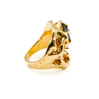 Vintage 14K Yellow Gold Ametrine & Diamond Avant-Garde Statement Ring Size 5.5