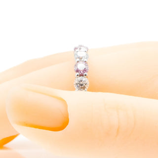 Sterling Silver Pink And Clear CZ Eternity Band Ring Size 10 1/2