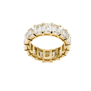 Sterling Silver Gold Vermeil Clear CZ Eternity Band Ring Size 6