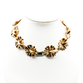 Vintage Rose Gold Plated Floral Choker Necklace Size 14 Inches
