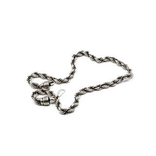 Vintage Heavy 975 Sterling Silver Twisted Rope Chain Necklace Size 18.5 Inches