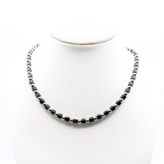 Vintage Sterling Silver Hematite Necklace Size 15 1/2 Inches