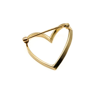 Vintage 14K Yellow Gold Open Heart Brooch Pin