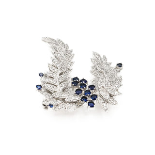 Cascading Floral Silver Tone Pave Zirconia Brooch