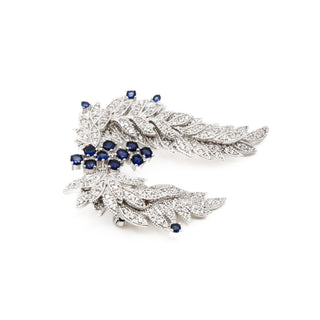 Cascading Floral Silver Tone Pave Zirconia Brooch