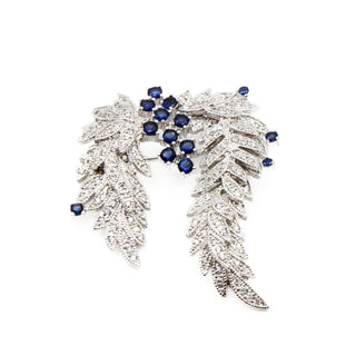 Cascading Floral Silver Tone Pave Zirconia Brooch