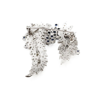 Cascading Floral Silver Tone Pave Zirconia Brooch