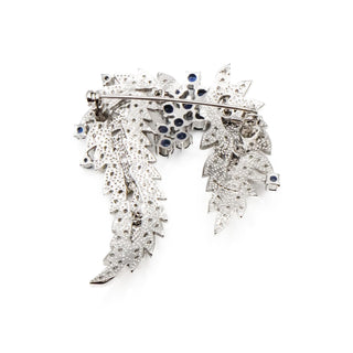 Cascading Floral Silver Tone Pave Zirconia Brooch