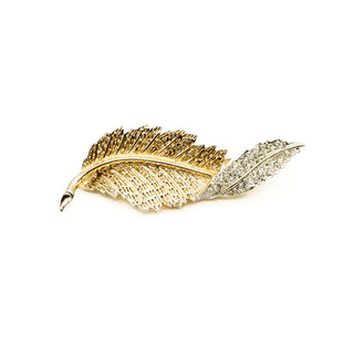 Vintage Sarah Coventry Gold Tone Twisted Leaf Pave Rhinestone Brooch Pin