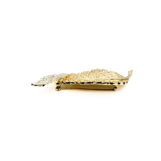 Vintage Sarah Coventry Gold Tone Twisted Leaf Pave Rhinestone Brooch Pin