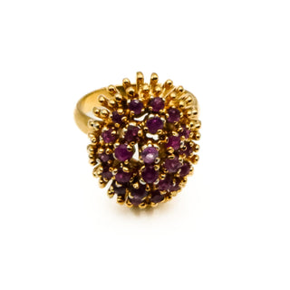 Vintage 14K Yellow Gold Plated Natural Ruby Statement Ring Size 8
