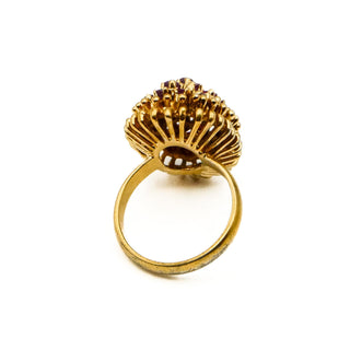 Vintage 14K Yellow Gold Plated Natural Ruby Statement Ring Size 8