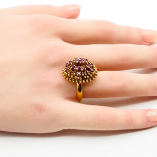Vintage 14K Yellow Gold Plated Natural Ruby Statement Ring Size 8