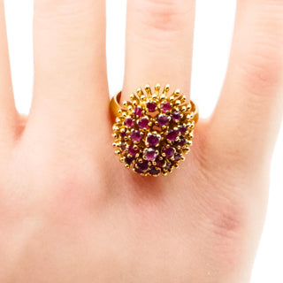 Vintage 14K Yellow Gold Plated Natural Ruby Statement Ring Size 8