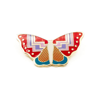 Vintage 1980's LAUREL BIRCH Gold Plated Cloisonne "Papillon" Butterfly Brooch