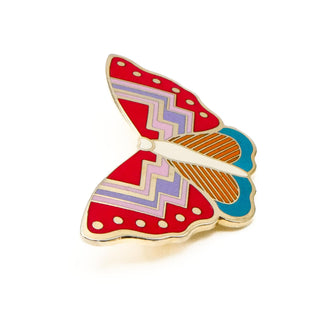 Vintage 1980's LAUREL BIRCH Gold Plated Cloisonne "Papillon" Butterfly Brooch