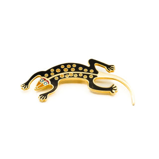 Vintage 1990's LAUREL BIRCH Gold Plated Cloisonne "Lizard" Gecko Brooch