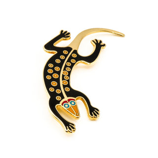 Vintage 1990's LAUREL BIRCH Gold Plated Cloisonne "Lizard" Gecko Brooch