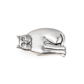 Vintage 1980's LAUREL BURCH Silver Tone Cat Brooch