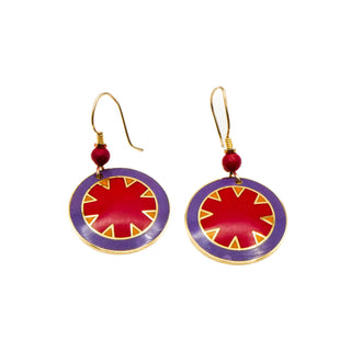 Vintage LAUREL BURCH Gold Plated Cloisonné "Myth" Dangle Earrings