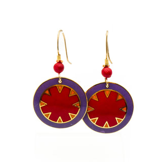 Vintage LAUREL BURCH Gold Plated Cloisonné "Myth" Dangle Earrings