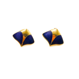 Vintage Rare LAUREL BURCH Gold Plated Cloisonné "Isle of Skies" Stud Earrings