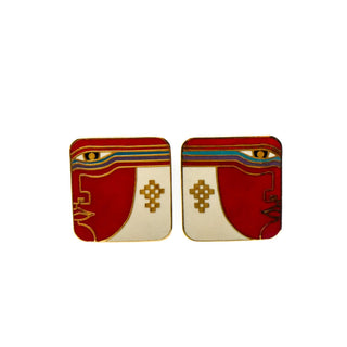 Vintage LAUREL BURCH Gold Plated Cloisonné "Rainbow Spirit" Stud Earrings