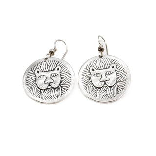 Vintage LAUREL BURCH Silver Tone Lion Dangle Earrings