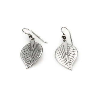 Vintage LAUREL BURCH Silver Tone Leaf Dangle Earrings