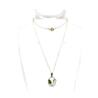 Vintage Krementz 14K Gold Filled Forget-Me-Not Necklace With Pearl And Enamel