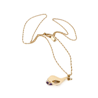 Vintage Krementz 12K Gold Filled Amethyst & Rhinestones Pendant Necklace