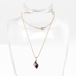 Vintage Krementz 12K Gold Filled Amethyst & Rhinestones Pendant Necklace