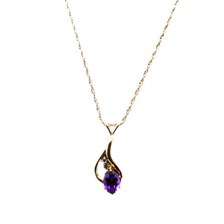 Vintage Krementz 12K Gold Filled Amethyst & Rhinestones Pendant Necklace