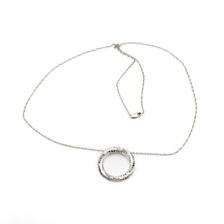 Vintage Sterling Silver Black And White Diamond Circle Necklace