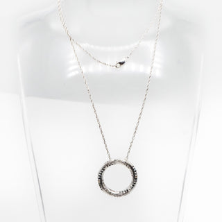 Vintage Sterling Silver Black And White Diamond Circle Necklace