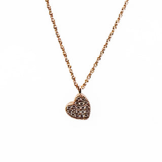 Vintage Rose Gold Vermeil Cubic Zirconia Heart Necklace 18 Inches