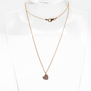 Vintage Rose Gold Vermeil Cubic Zirconia Heart Necklace 18 Inches