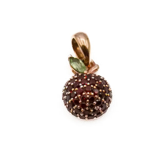 Vintage Apple Rose Gold Plated Sterling Silver Pendant With Garnet And Peridot