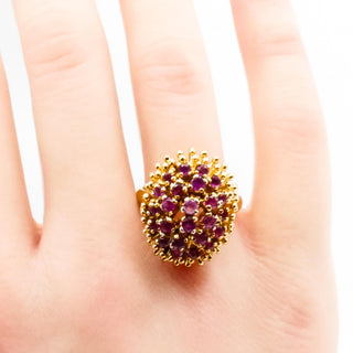 Vintage 14K Yellow Gold Plated Natural Ruby Statement Ring Size 8