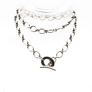 LINKS Of LONDON Signature Sterling Silver T-Bar Charm Necklace 17 Inches