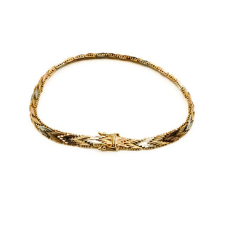 14K Tri-Color Gold Solid Riccio Link Men's Bracelet